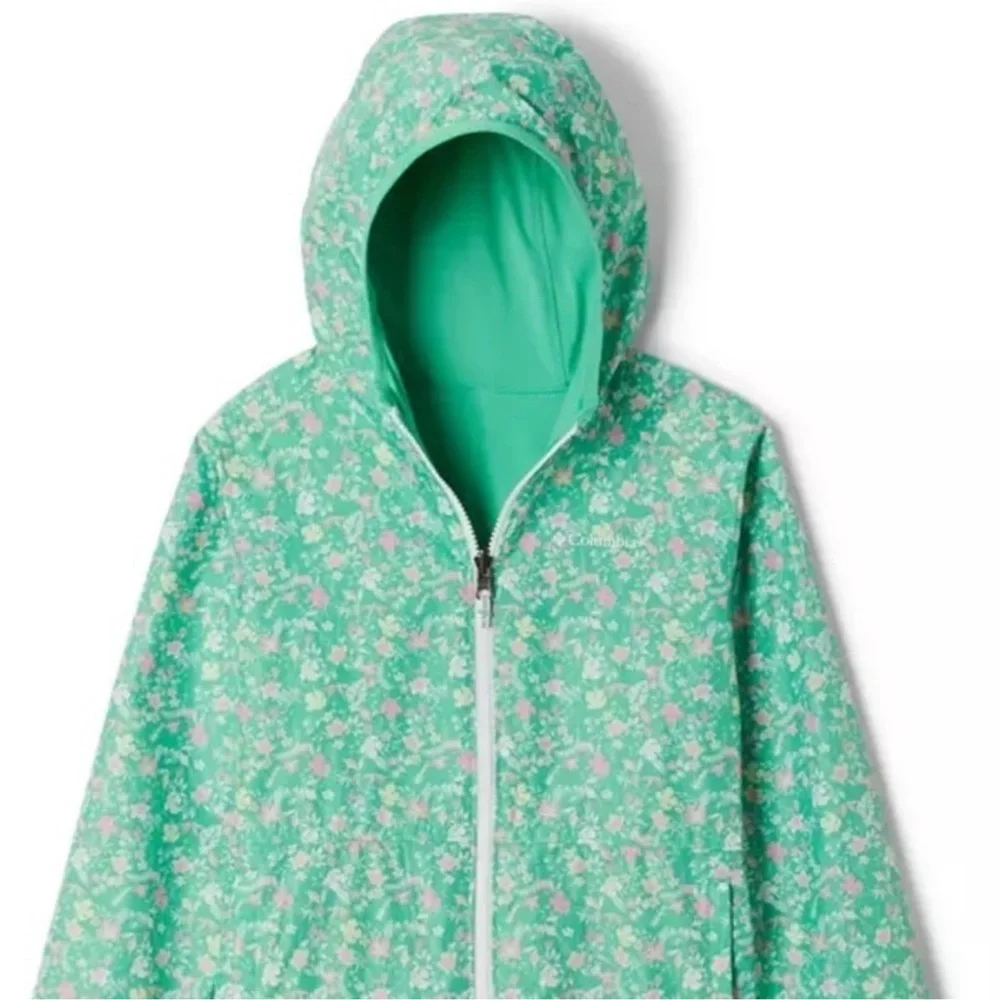 Columbia Youth Reversible‎ Pixel Grabber Jacket Green Floral Medium 10-12 NWT
